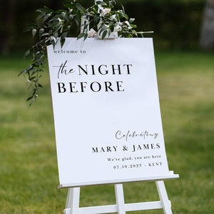 Wedding Rehearsal Dinner Welcome Sign, The Night Before Wedding Welcome Sign Template, Rehearsal Dinner Welcome Sign, Editable Template