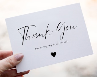 Bridesmaid Thank You Card, Thank You For Being My Bridesmaid Card, Bridesmaid Proposal Card, Bridesmaid Gifts