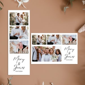 Minimal Wedding Photo Booth Cards, Photo Booth Strip Frame, Editable Photo Booth Overlay, Modern Wedding Photo Booth Template
