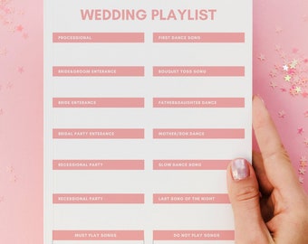 Printable Wedding Song List, Wedding Playlist Template, Wedding Music List, Pdf Editable