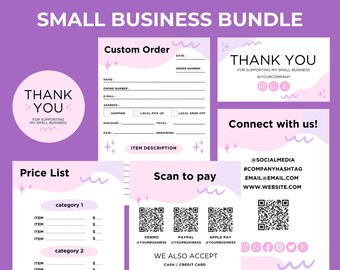 Craft Show Small Business Order Form, Price List, Scan To Pay, Thank You Card&Sticker Bundle Template