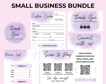 Craft Show Small Business Order Form, Price List, Scan To Pay, Thank You Card&Sticker Bundle Template
