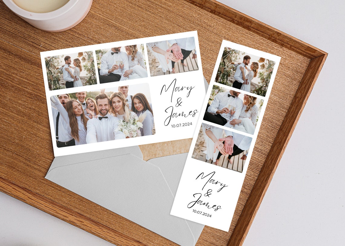 Minimal Wedding Photo Booth Cards, Photo Booth Strip Frame, Editable ...