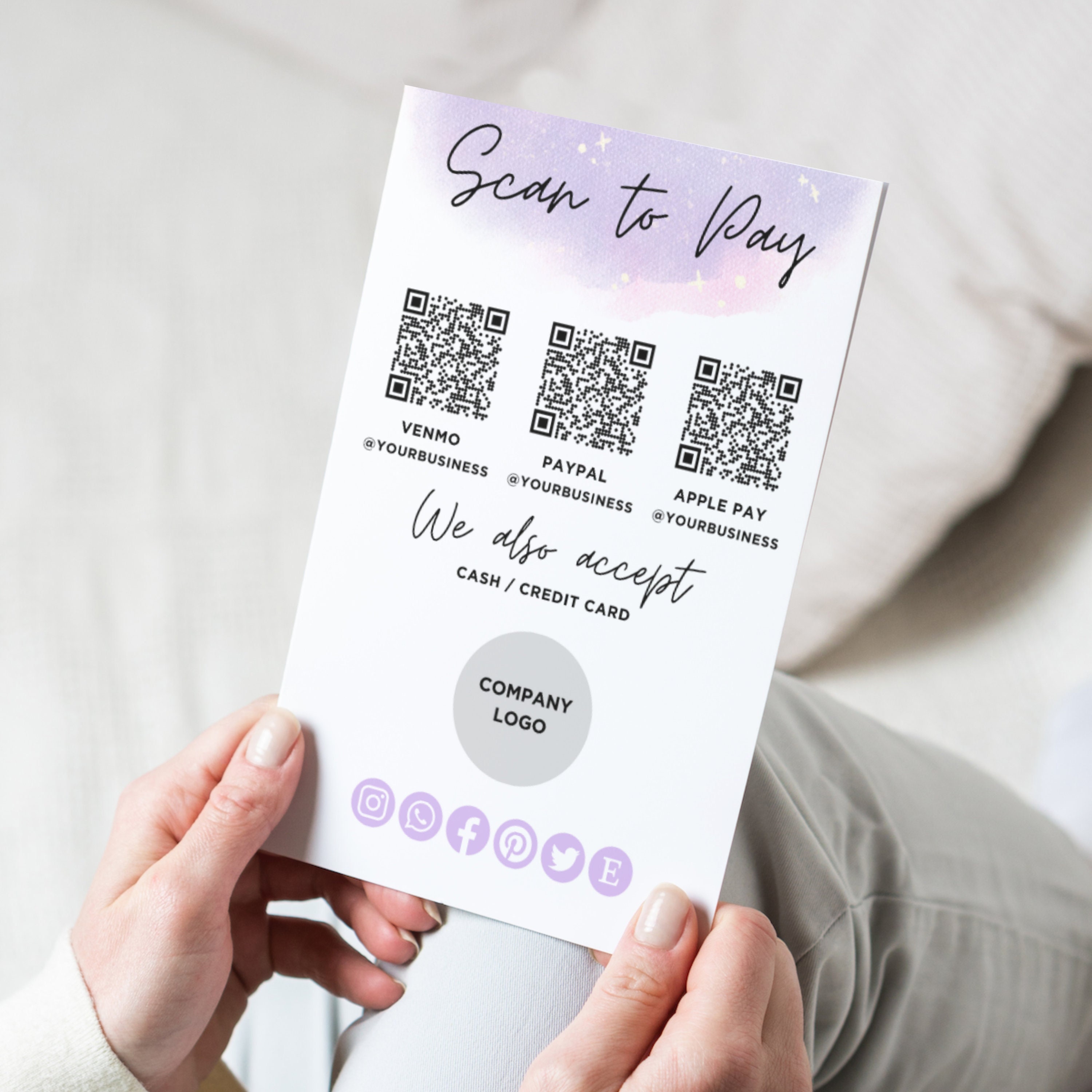 Small Business Scan to Pay Craft Show Template, Payment Sign, Scan to ...