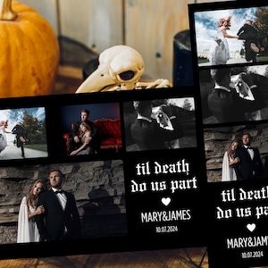 Bis der Tod uns scheidet Hochzeit Photo Booth Karte, Halloween Hochzeit Photo Booth Template, Gothic Photo Booth Template