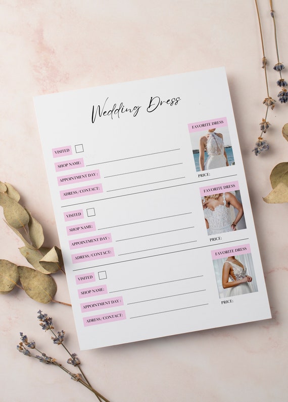 Bridal Shopping Checklist Template Shopping Short List Bridal