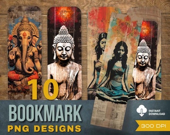 Om Namaste & Zen Buddha Bookmark Set - Yoga Meditation Printables, JPG PNG Format, Sublimation Artwork, Unique Gift Idea