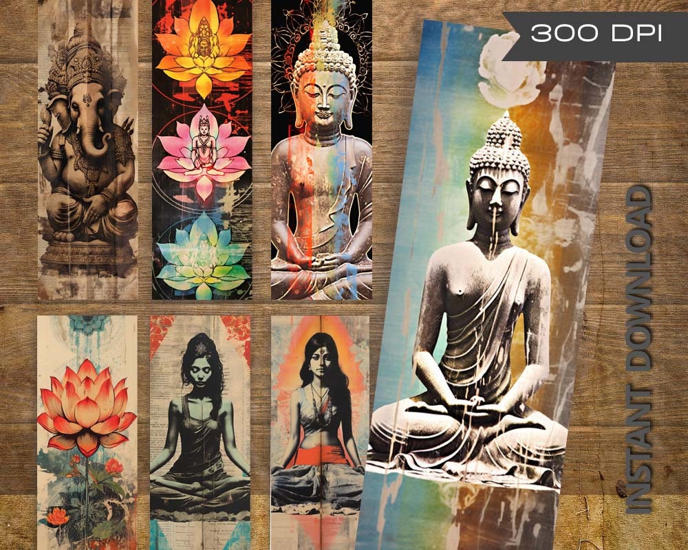 Yoga &amp; Buddha Printable Bookmark Set Om Namaste Digital Download JPG ...