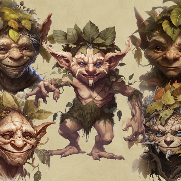 Fantasy Fairytale Troll Clipart - Fairytale Clipart, Trolls & Goblin Clipart Halloween Magic Bundle PNG, Scrapbook Junk Journal Paper Crafts