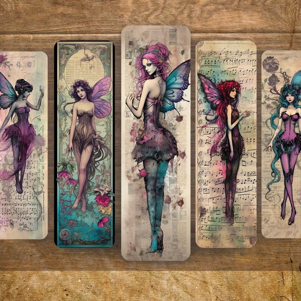 Fairy Bookmark, Fantasy Enchanted Forest Printable Bookmarks | Digital Download PNG Bookmark Set For Bookmark Sublimation Waterslide Decals