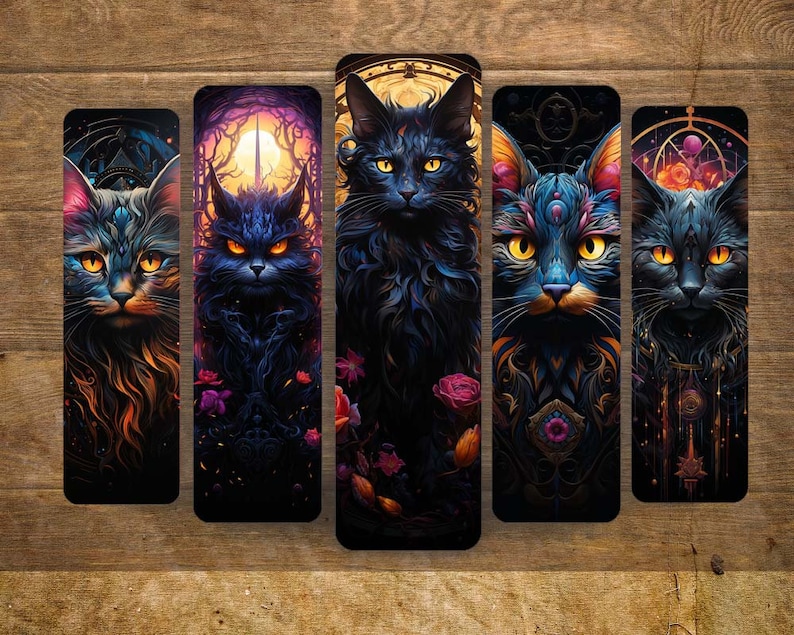 Magic Cat Printable Bookmarks Digital Download JPG PNG Bookmark Set Bookmark Sublimation ...