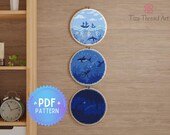 Paquete de 3 patrones punto de cruz del mar PDF, colección de patrones pequeños del océano para decoración -descarga instantánea-
