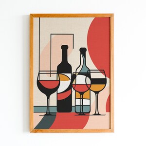 Abstract Minimalistic Wine Art | Alcohol Print Wall Art | Wine lover | Home Decor | Printable Wall Art | Digital Download