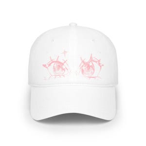 Anime Eyes Pink Low Profile Baseball Cap, Kawaii Hat, Cute Cap, Anime Lover Gift, Casual Baseball Cap, Anime Merchandise
