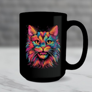 Large Neon Orange Cat Mug | Gift for Orange Cat Parents and Lovers