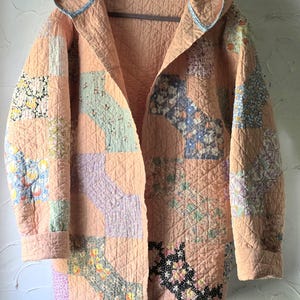 Chaqueta acolchada de patchwork con pajarita vintage / Talla única