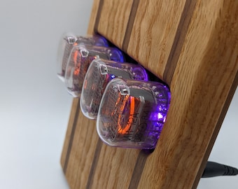 Nixie Clock - Curly Red Oak and Black Walnut Case w/Black Walnut Back