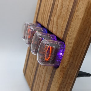 Nixie Clock Curly Red Oak and Black Walnut Case w/Black Walnut Back image 1