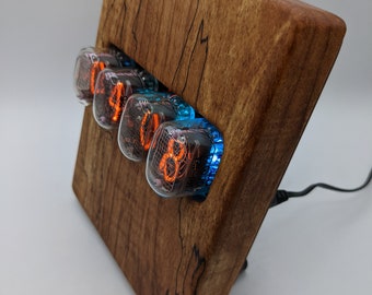 Nixie Clock - Solid Spalted Maple w/Black Walnut Back