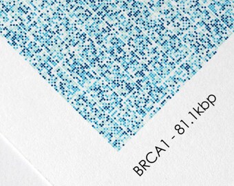 BRCA1 Gene Sequence Print Blue, Breast Cancer DNA Poster, Molecular Biology Art, Genetics art, Science Art, Scientist Gift, A1/A2/A3/A4/A5