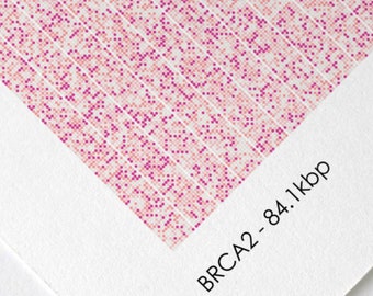 BRCA2 Gene Sequence Print Pink, Breast Cancer DNA Poster, Scientist Gift, Molecular Biology Art, Genetics art, Science Art, A1/A2/A3/A4/A5