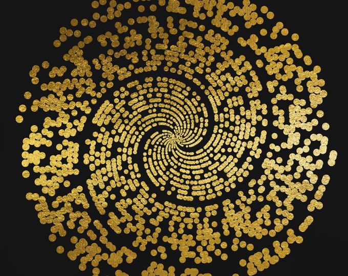 Prime Number Spiral Gold Foil, Abstract Math Art, Mathematics Print, Maths Poster Radial Primes Teacher Gift PhD Student Graduation Present