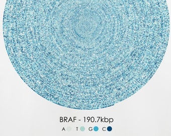 BRAF Gene Sequence Print, Spiral Oncology DNA Poster Molecular Biology Genetics art Cell Science, Supervisor Scientist Gift, A1/A2/A3/A4/A5