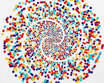 Prime Number Spiral, Abstract Math Art, Mathematics Print, Maths Poster Radial Coordinate Primes Teacher Gift PhD Student Graduation Present
