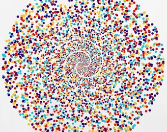 Prime Number Spiral, Abstract Math Art, Mathematics Print, Maths Poster Radial Coordinate Primes Teacher Gift PhD Student Graduation Present