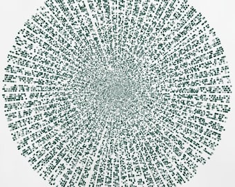 Prime Number Spiral, Abstract Math Art, Mathematics Print, Maths Poster Radial Coordinate Primes Teacher Gift PhD Student Graduation Present