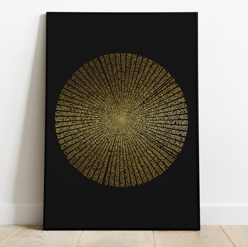 Math Design Gold Prime Number Spiral Gold Foil, Abstract Math Art, Mathematics Print ...