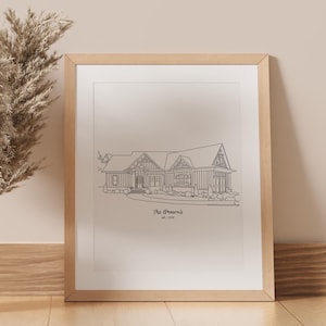 Esboço de casa personalizado, ilustração de casa personalizada, presente de inauguração de retrato, presente de Natal desenhado à mão, retrato de casa personalizado a partir de foto