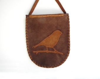 Handmade Leather Pouch, Suede Leather Crossbody Bag, Antique Leather Pouch, Regular Size Pouch, Handcrafted Bag, Brown Pouch