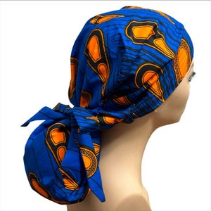 African print Satin-lined Ponytail scrub Cap,  Nurses&#39; cap, Surgical scrub hat, Pony- tail scrub hat, Medical scrub hat.