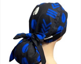 African Print Ponytail Scrub Cap, Satin-Lined Nurse Hat