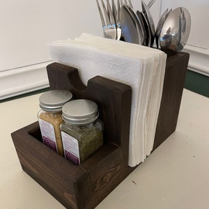 Handmade Wooden Flatware Caddy Napkin Holder