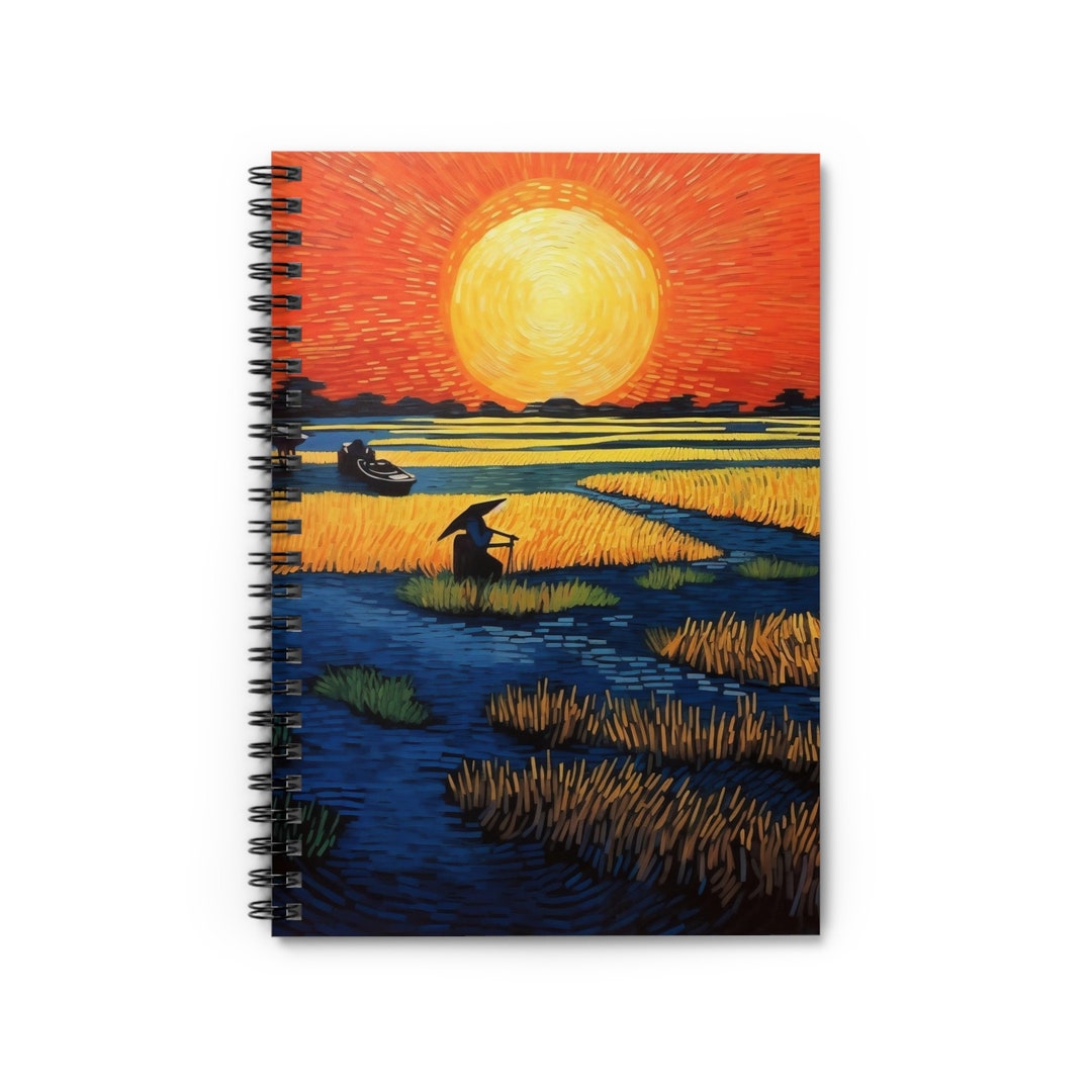 Rice Fields at Sunset - Spiral Notebook - Ruled Line - Etsy
