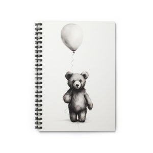Teddy Bär und Ballon Notizbuch, süßes Spiral Notizbuch, Notizbuch liniert, Notizbuch Schule Lehrer, Notizbuch Schüler Geschenk, Geschenk für sie,