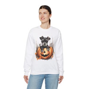 Schnauzer-Ween Pumpkin Crewneck Miniature Schnauzer Sweatshirt, Mini Schnauzer Sweatshirt Dog Lover Gift,Dog Lover Shirt, Halloween Shirt