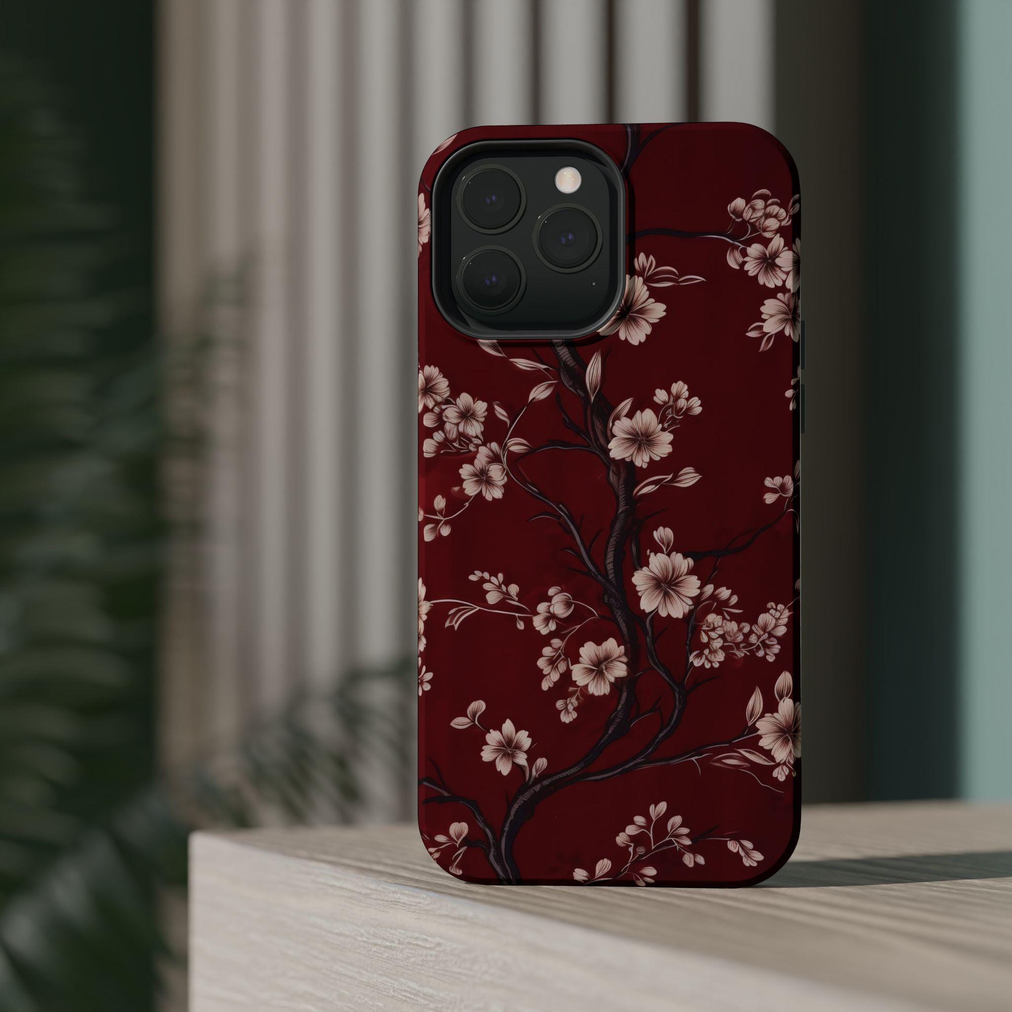 Dark Cherry Flowers iPhone Case for 14 15 16 Pro Max Mini Dark Cherry Flowers iPhone Case for 14 15 16 Pro Max Mini