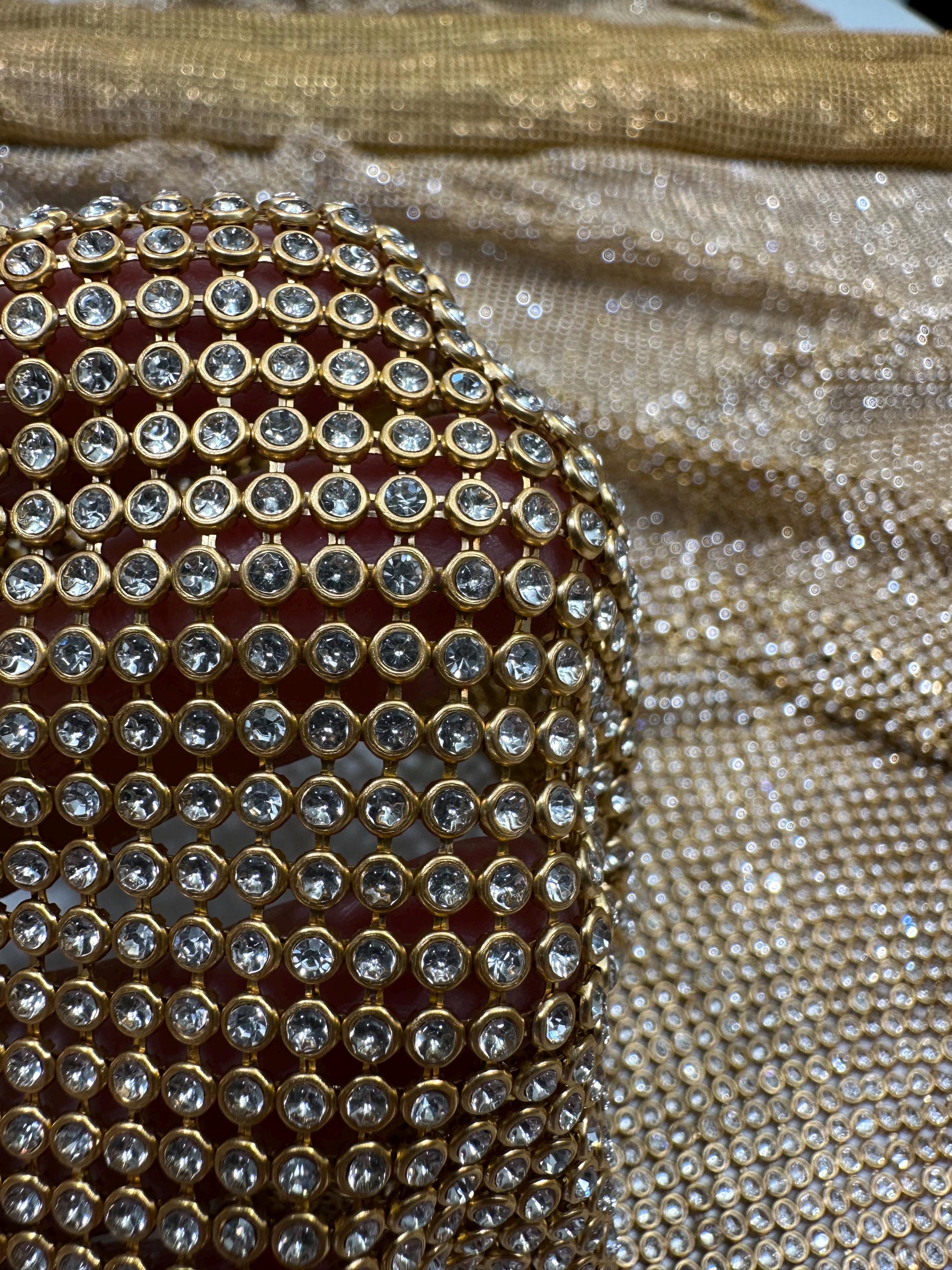 Gold Rhinestone Sheet | Gold Crystal Fabric | Gold Rhinestone Panel