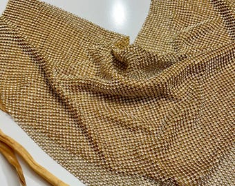 Kryształowy Top | Łańcuch na ciało | Klubowy Halter Crop Top | Złoty