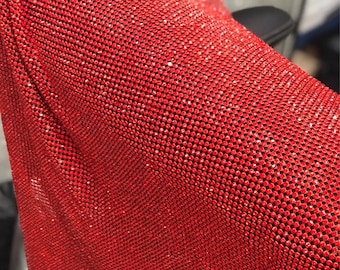 Red Crystal Fabric, Red Rhinestone Fabric
