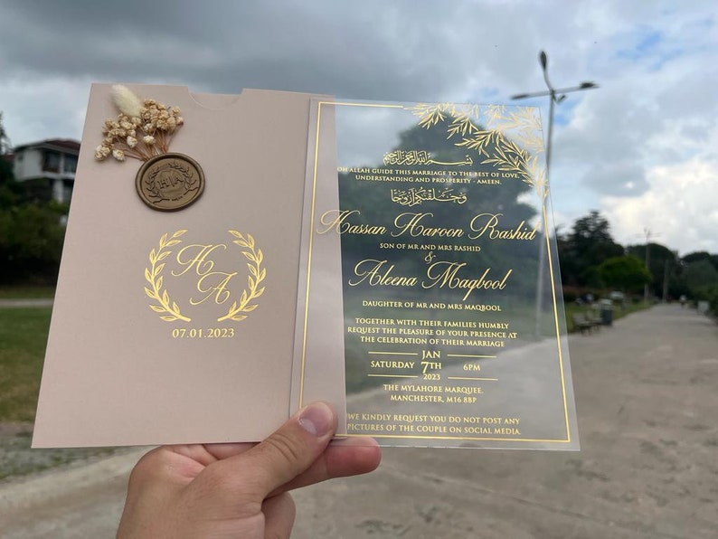Acrylic Invitation. Gold Foil Acrylic Wedding Invitation. Etsy