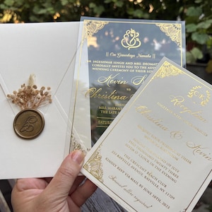 India Wedding Acrylic Invitation.Transparent acrylic invitations, invitations with detailed cards and envelopes