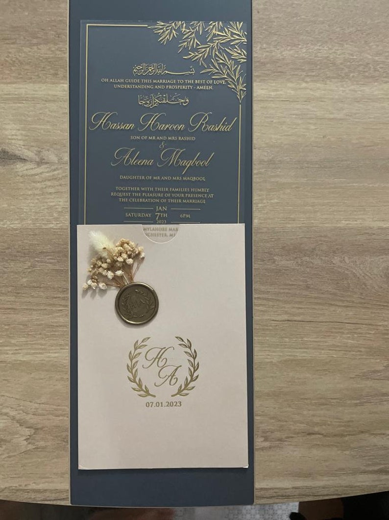 Acrylic Invitation. Gold Foil Acrylic Wedding Invitation. Etsy