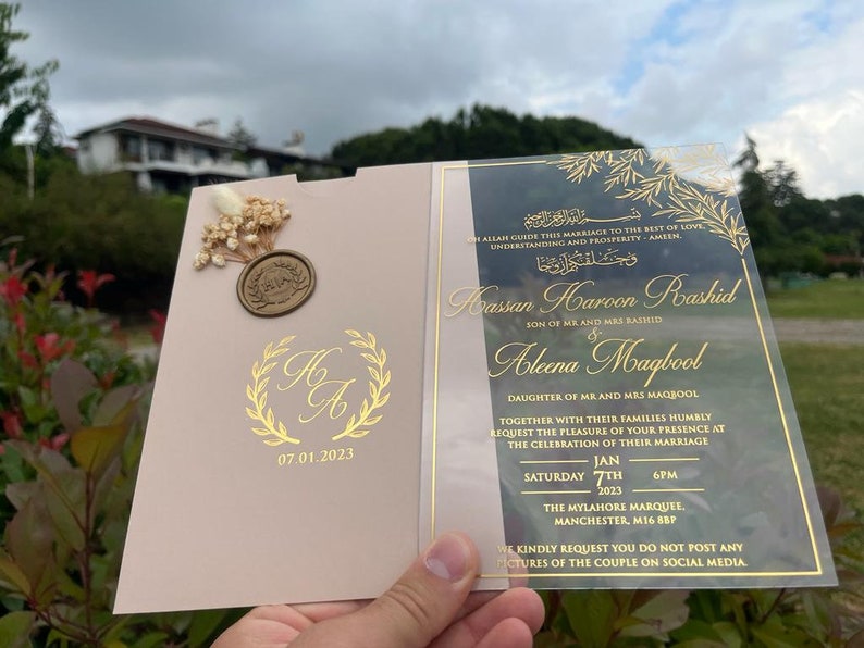 Acrylic Invitation. Gold Foil Acrylic Wedding Invitation. Etsy