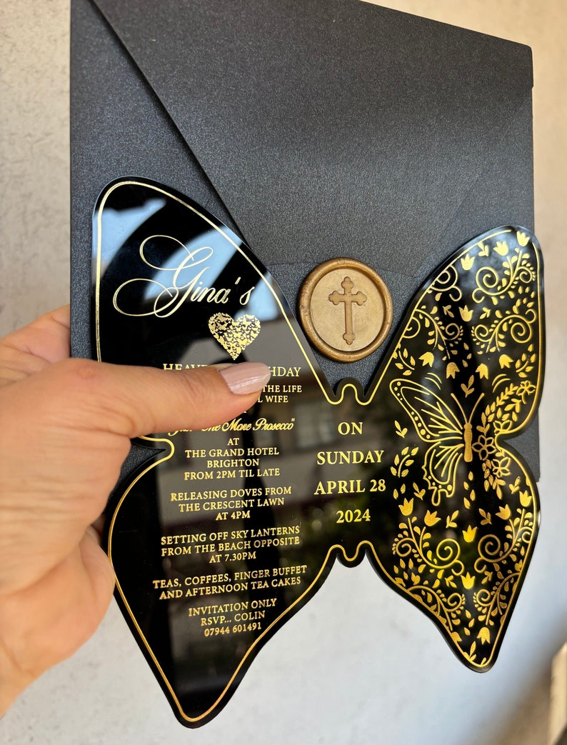 Acrylic Butterfly Birthday Invitation,angel Wing Plexiglas Invitation ...