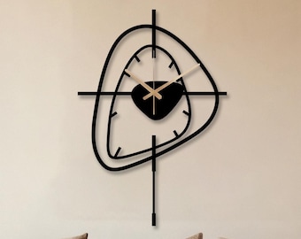 Minimalist Black Metal Wall Clock, Modern Silent Oversized Clock