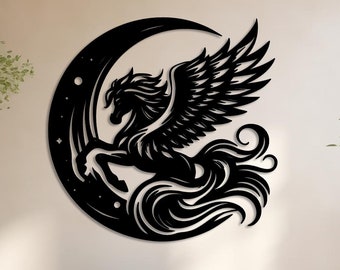 Pegasus Metal Wall Art, Flying Horse Decor, Farmhouse Sign